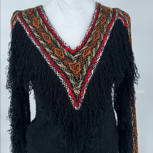 FRENCH RAGS NUBBY RAYON SWEATER SIZE SMALL FRINGE EMBROIDERED VINTAGE - Picture 11 of 11